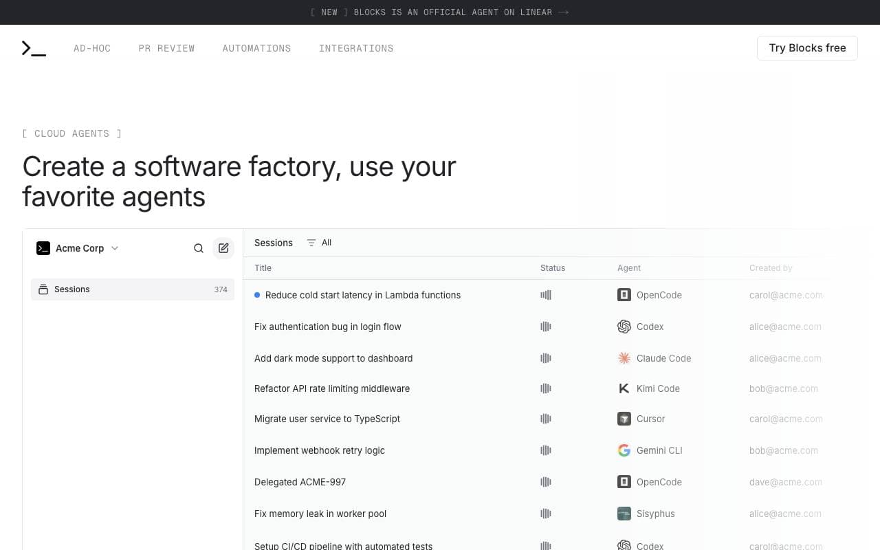 Blocks Team interface preview