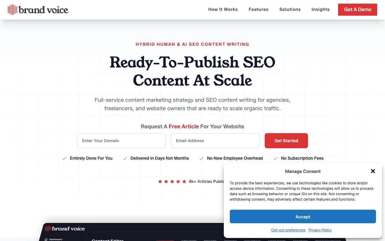 Brand Voice interface preview