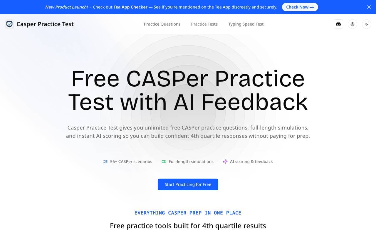 Casper Practice Test interface preview