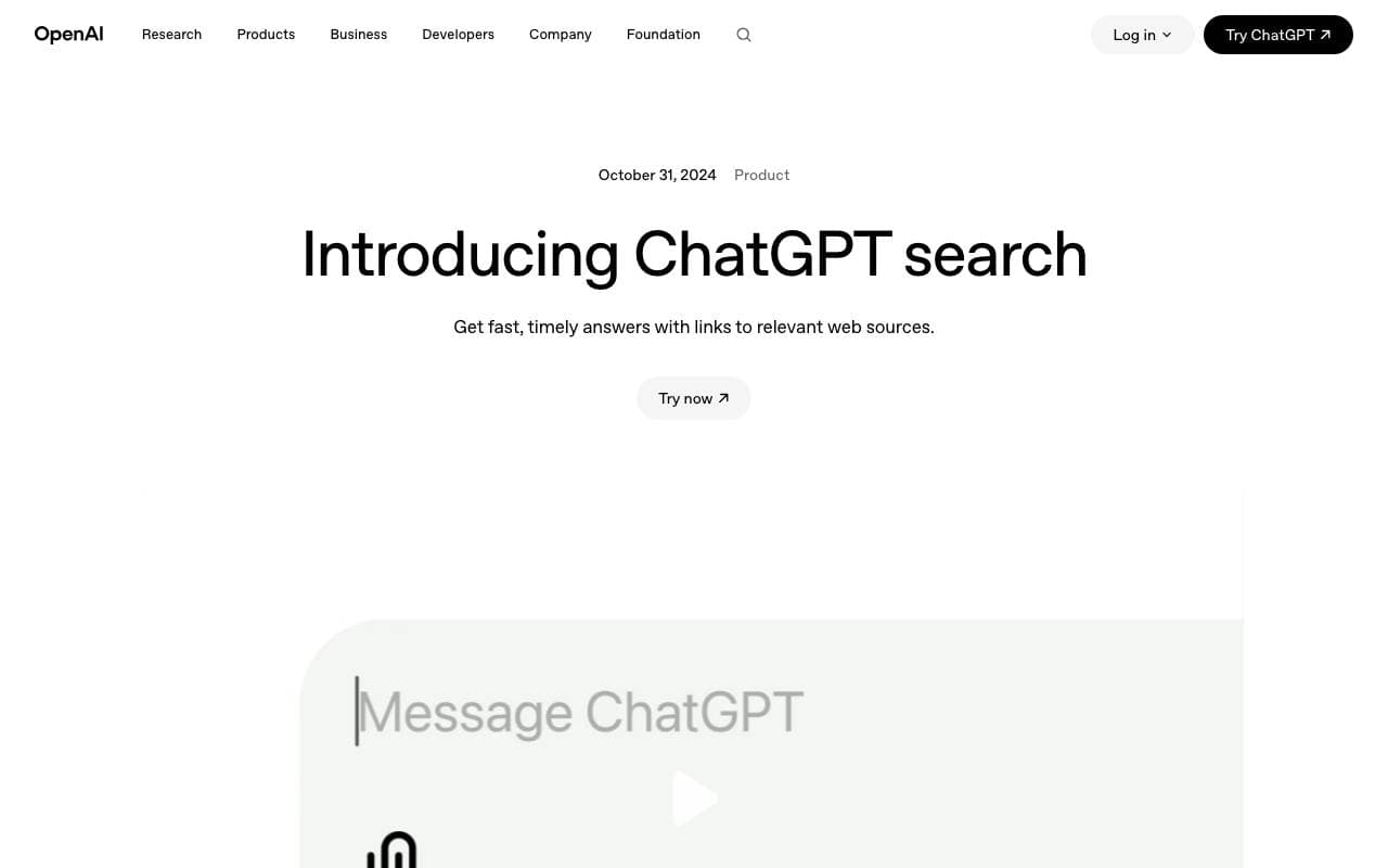 ChatGPT Search interface preview
