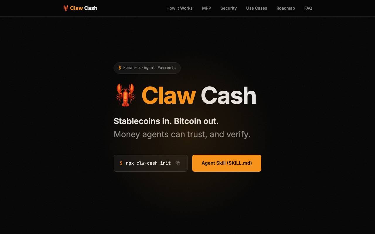 Claw Cash interface preview