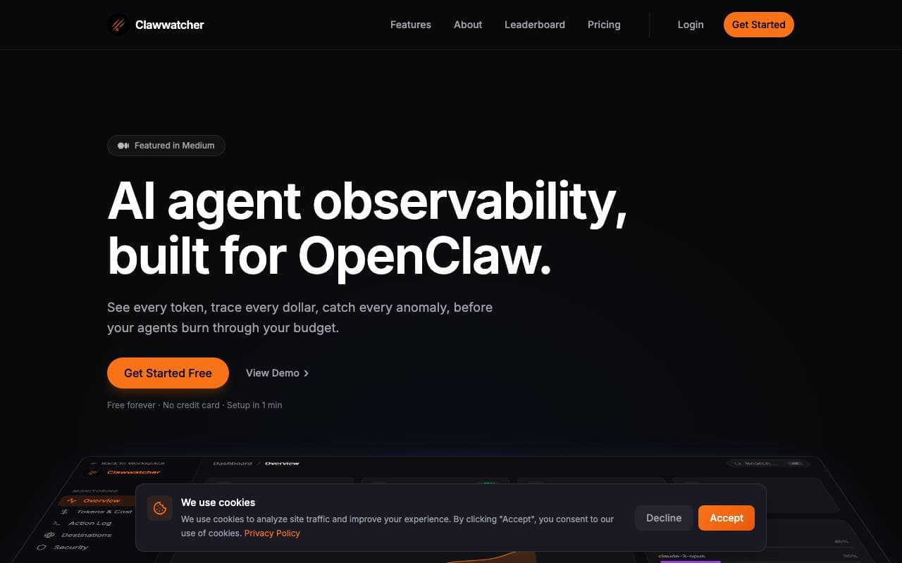 ClawWatcher interface preview