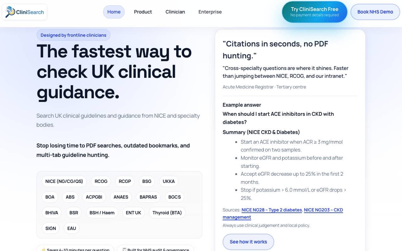 CliniSearch interface preview