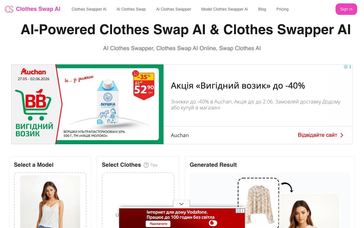 clothes swap ai interface preview
