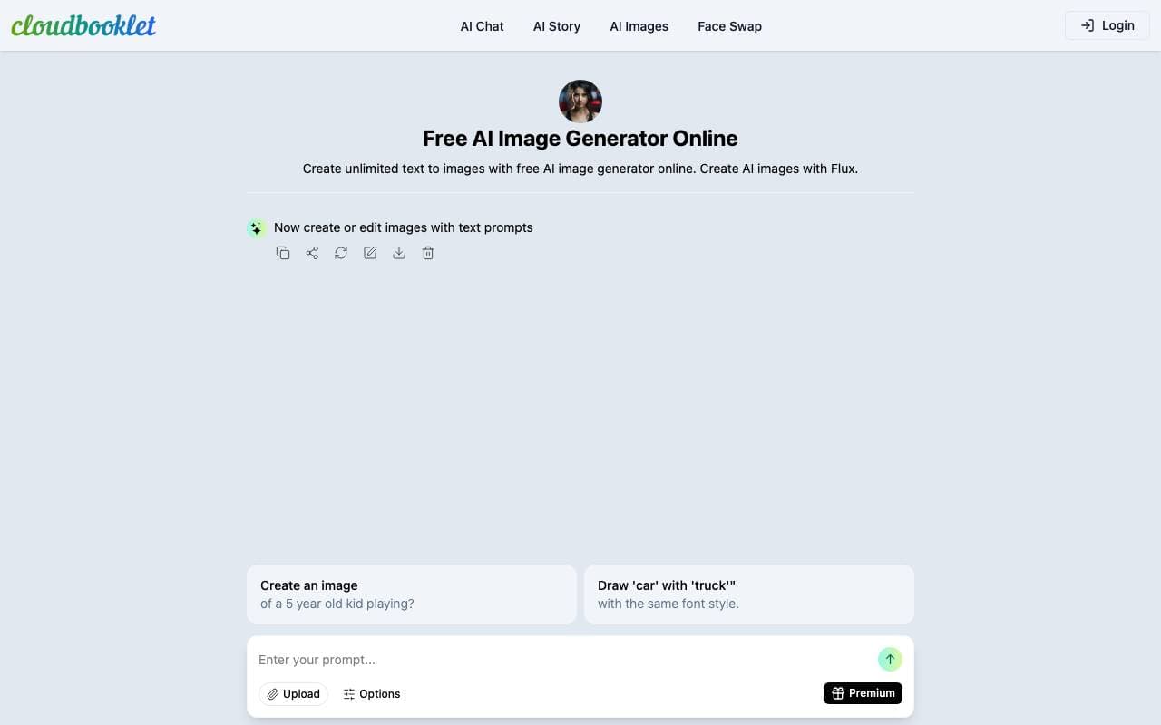 Cloudbooklet AI interface preview