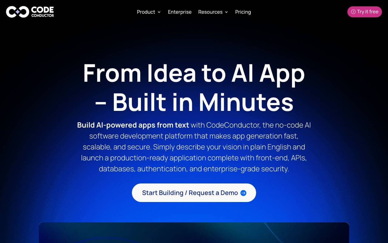 CodeConductor interface preview