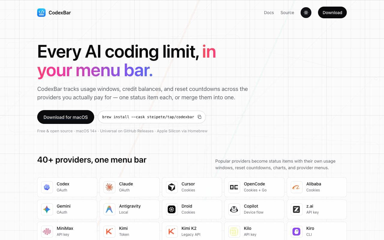 Codex Bar interface preview