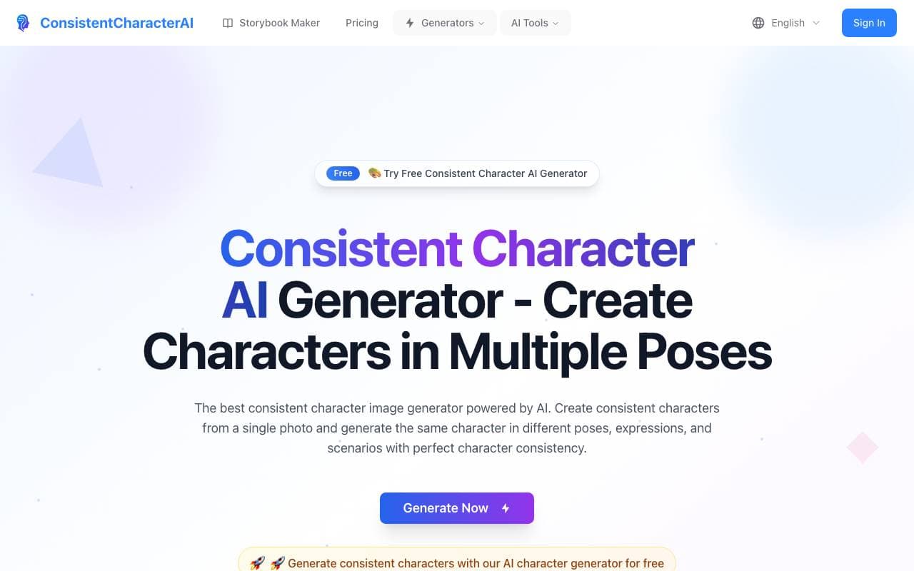 Consistent Character AI interface preview