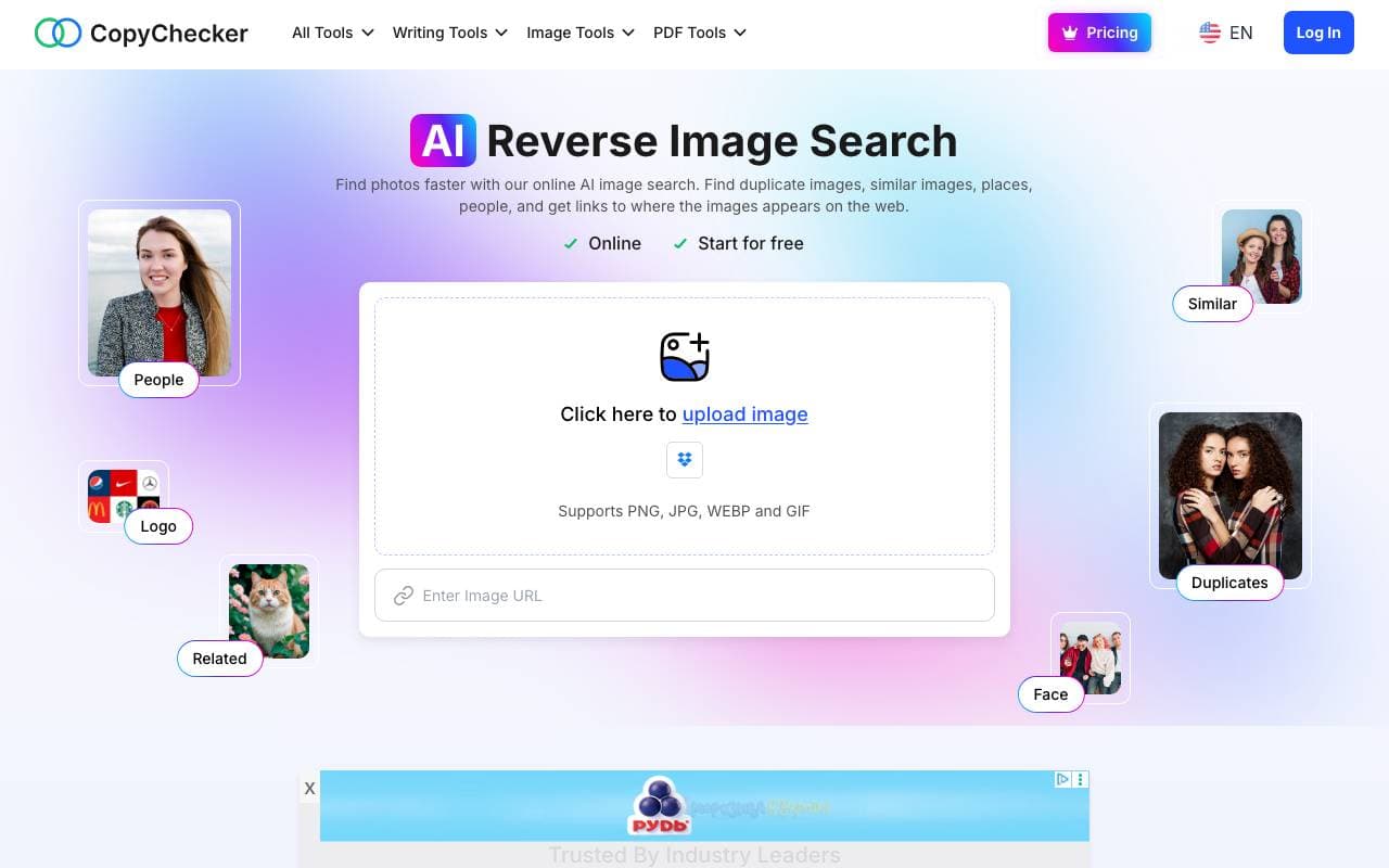 CopyChecker AI Reverse Image Search interface preview