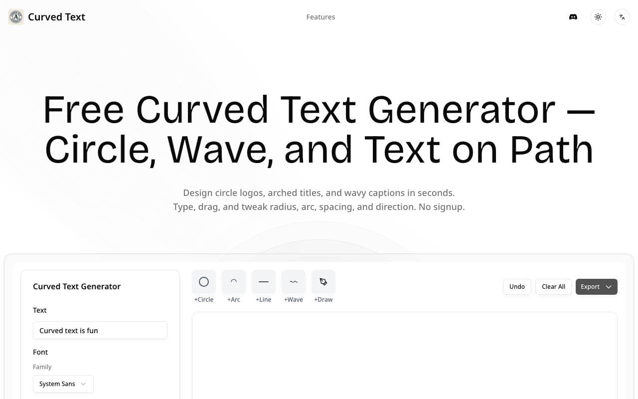 Curved Text interface preview
