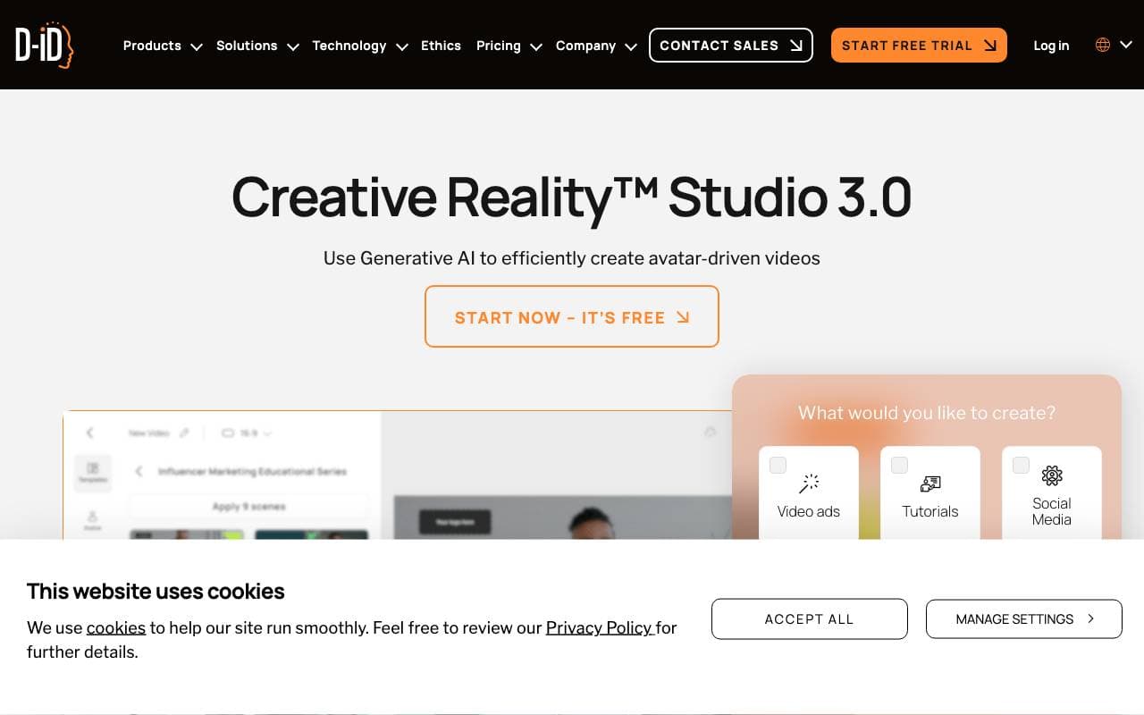 D-ID Creative Reality™ Studio interface preview