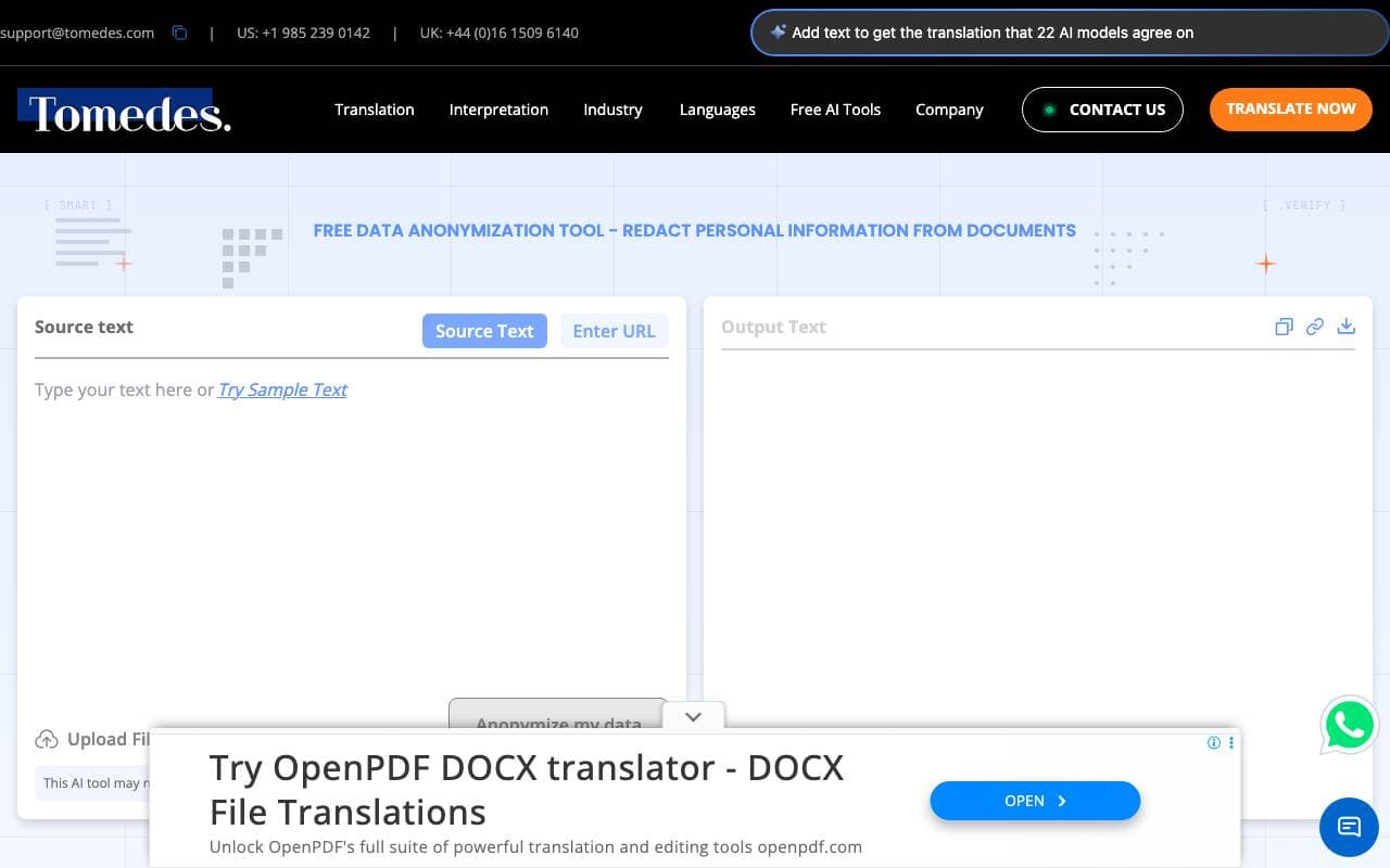 Data Anonymization Tool interface preview