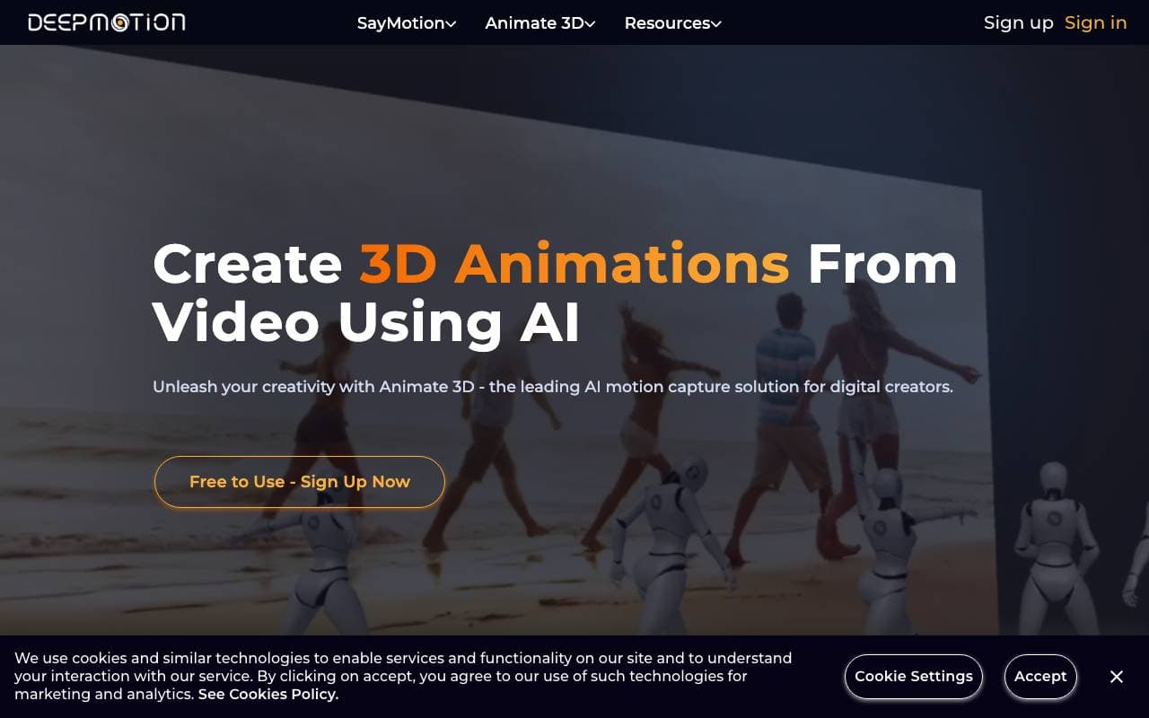 DeepMotion Animate 3D interface preview