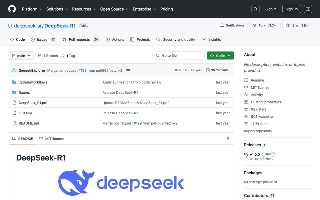 DeepSeek R1 interface preview