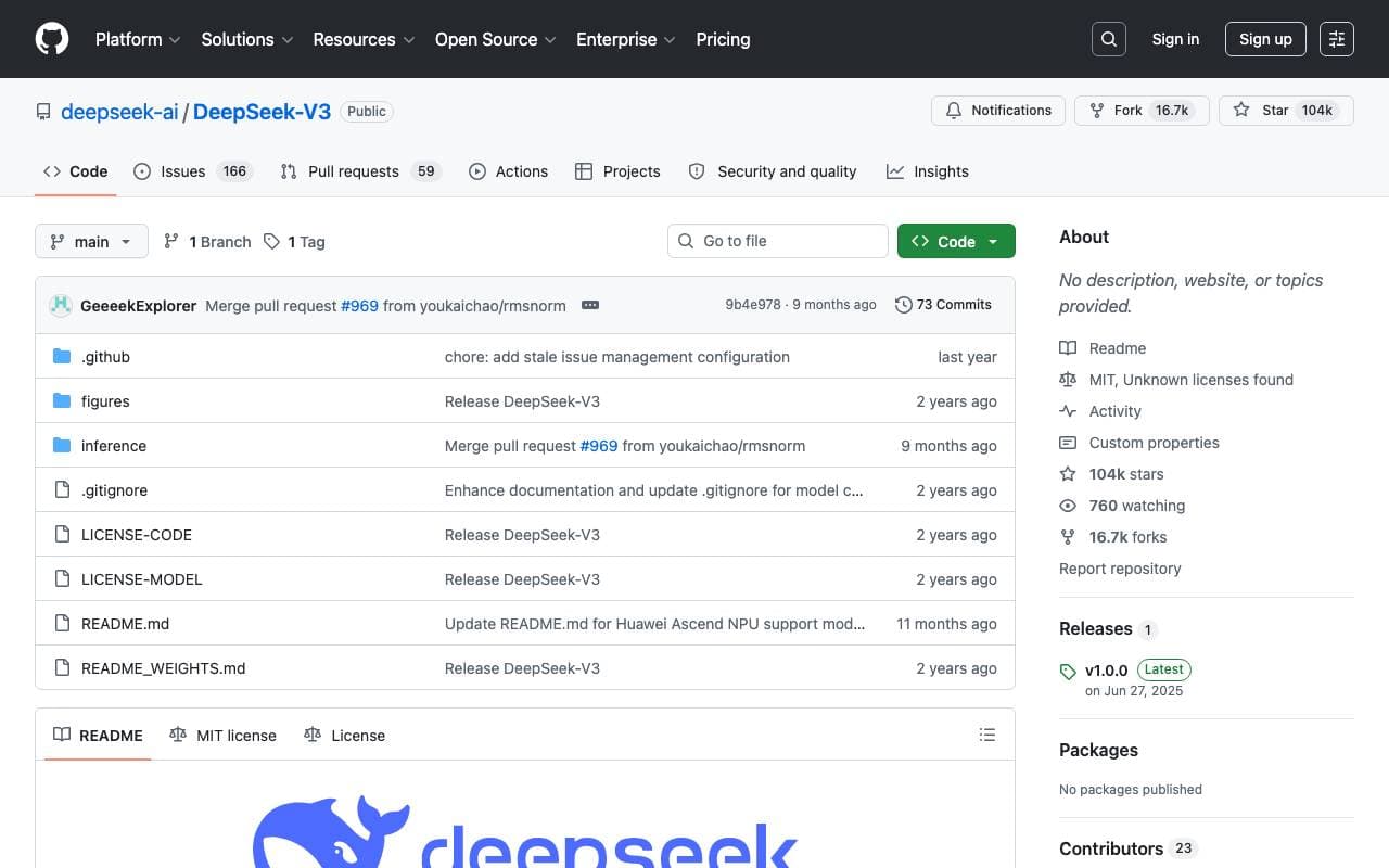 DeepSeek V3 interface preview