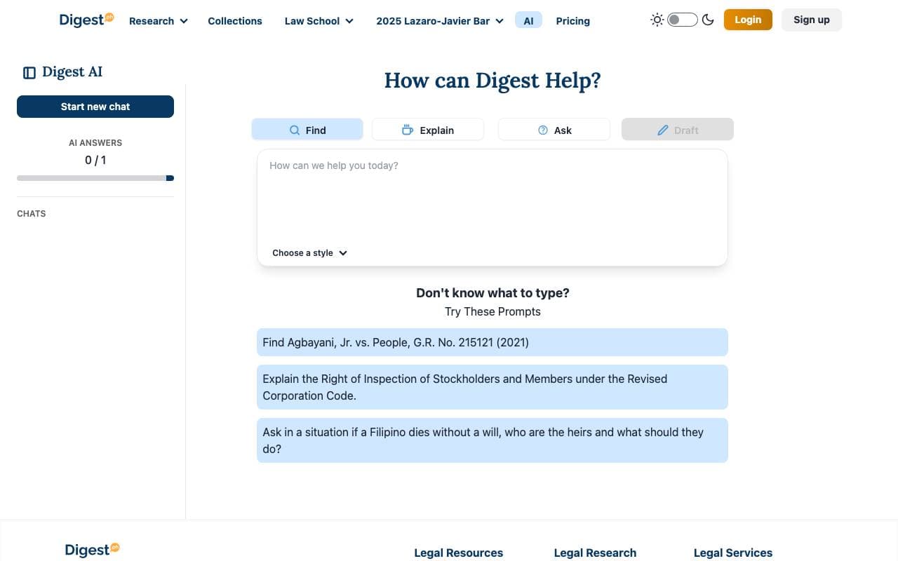 Digest AI interface preview