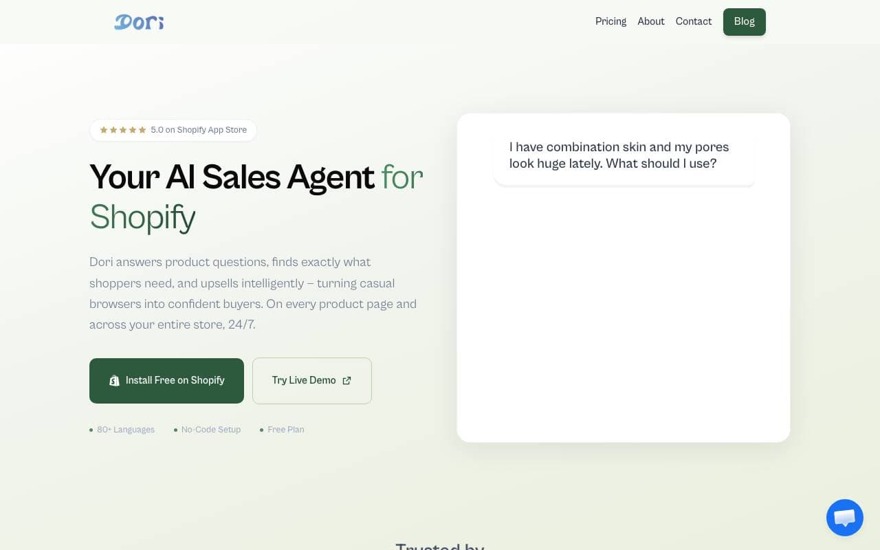Dori Chatbot interface preview