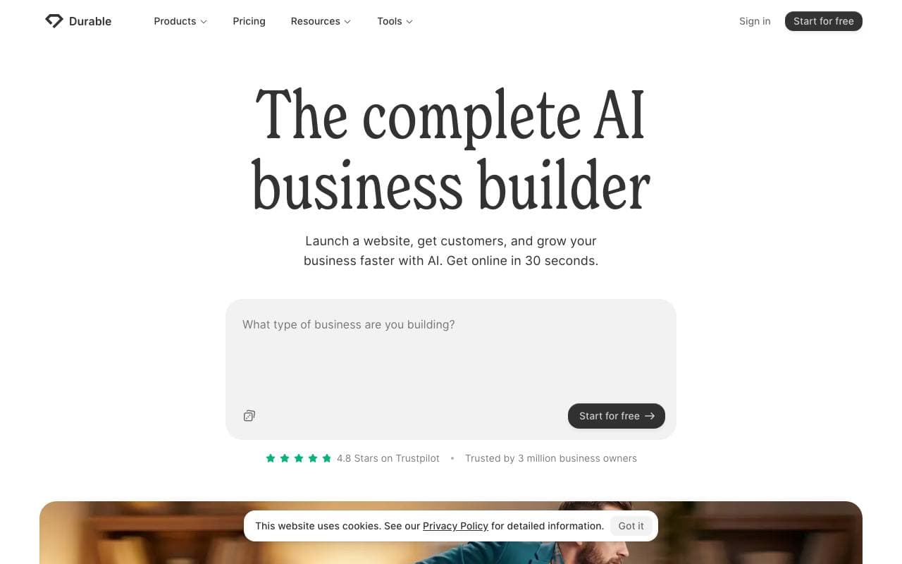 Durable AI interface preview