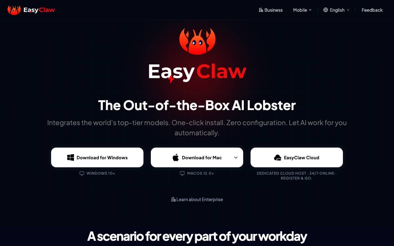EasyClaw AI interface preview