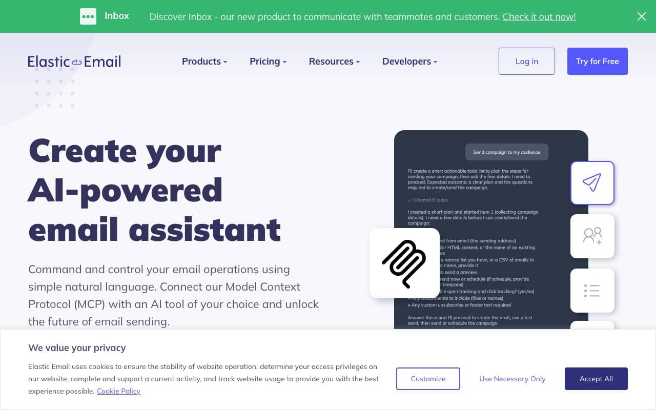 Elastic Email MCP interface preview