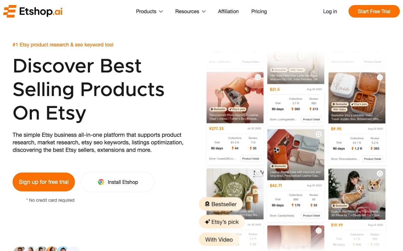 Etshop interface preview
