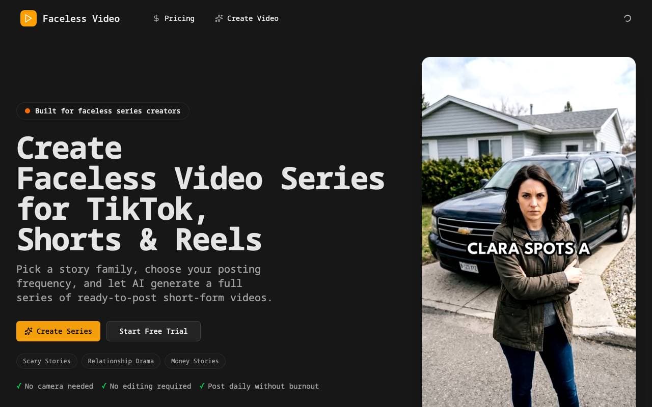 Faceless.video interface preview