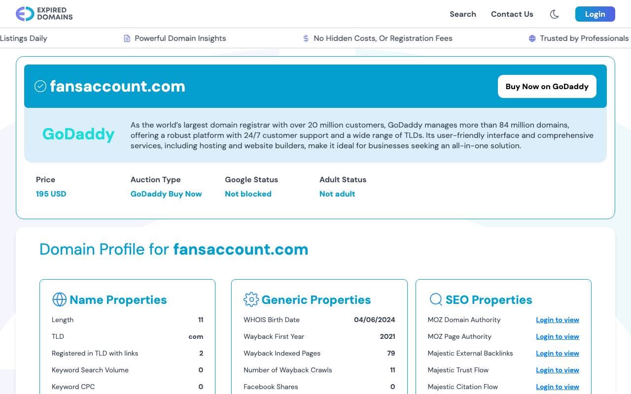 Fansaccount interface preview