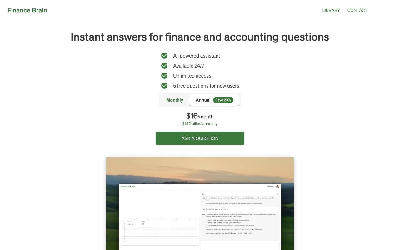 Finance Brain interface preview