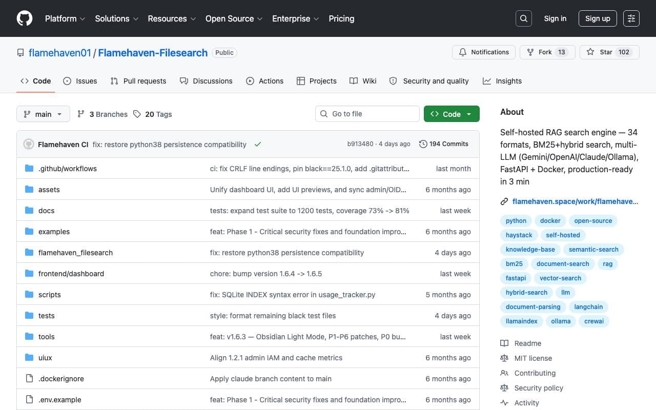 FLAMEHAVEN FileSearch interface preview