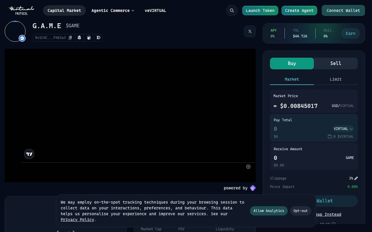 GAME by Virtuals interface preview