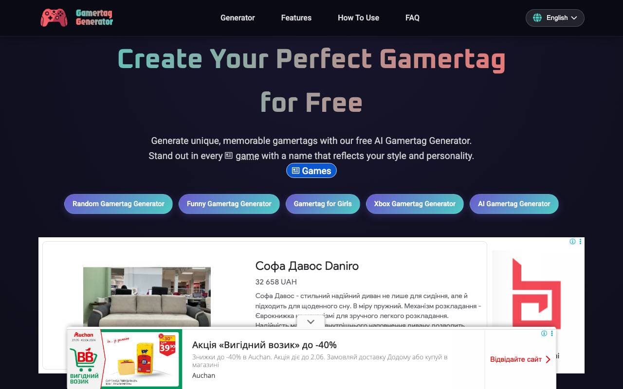 Gamertag Generator interface preview