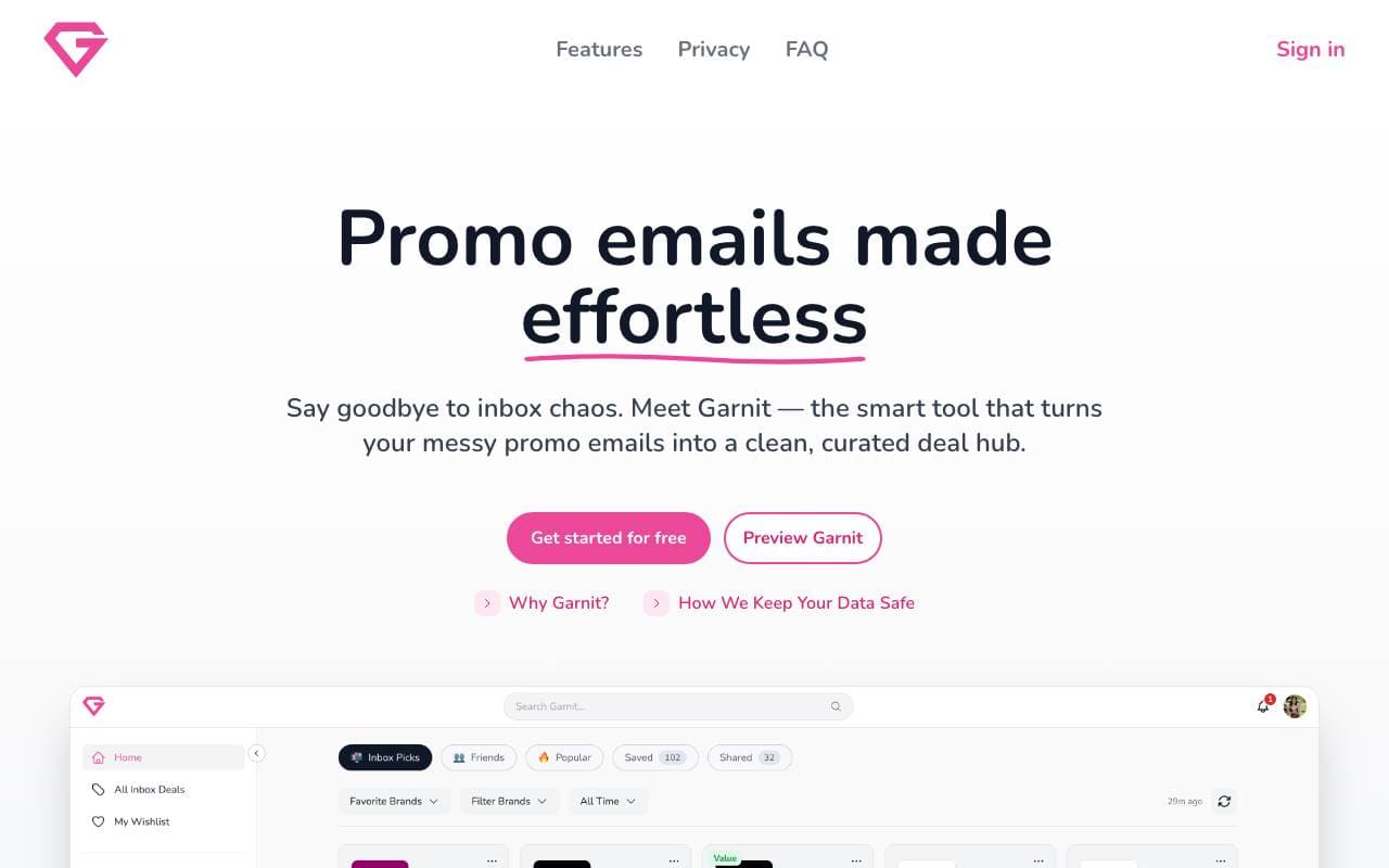 Garnit interface preview