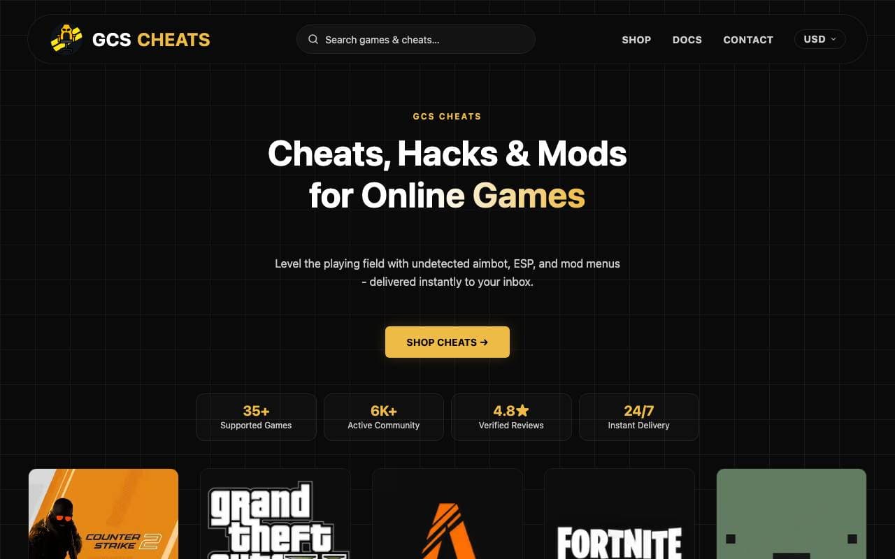 GCS Cheats interface preview