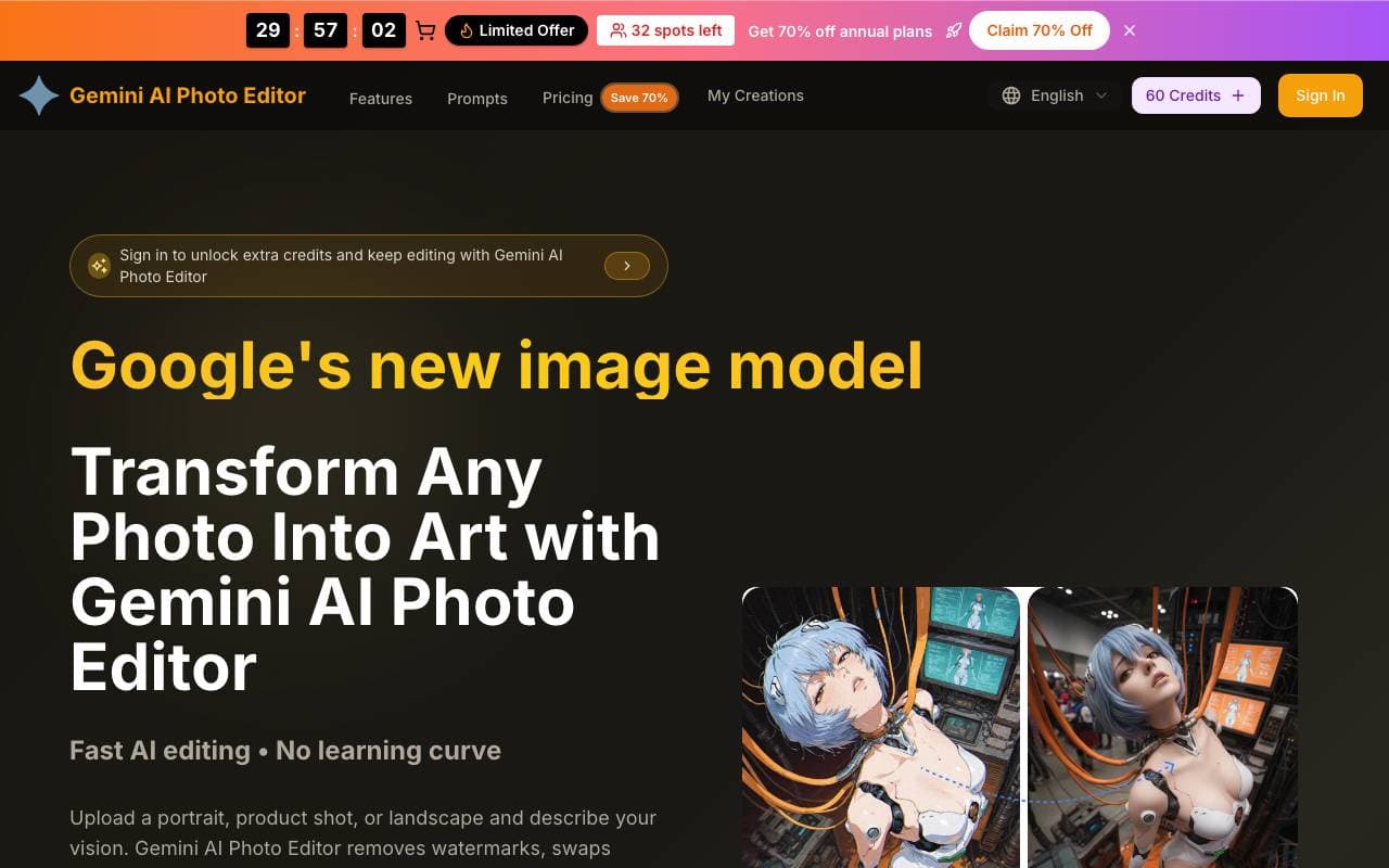Gemini AI Photo Editor interface preview