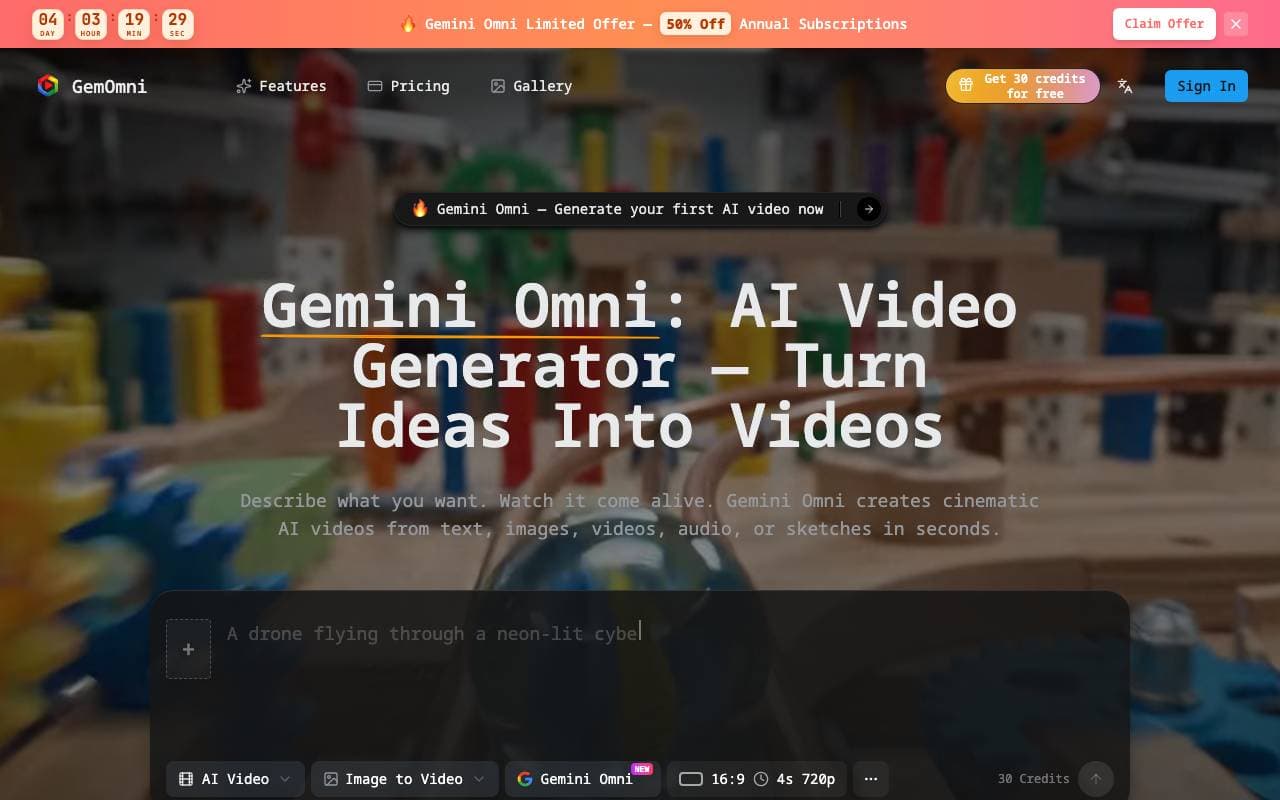 Gemini Omni AI Video Editor interface preview