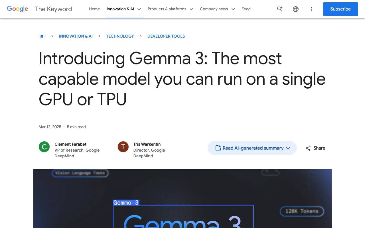 Gemma 3 interface preview