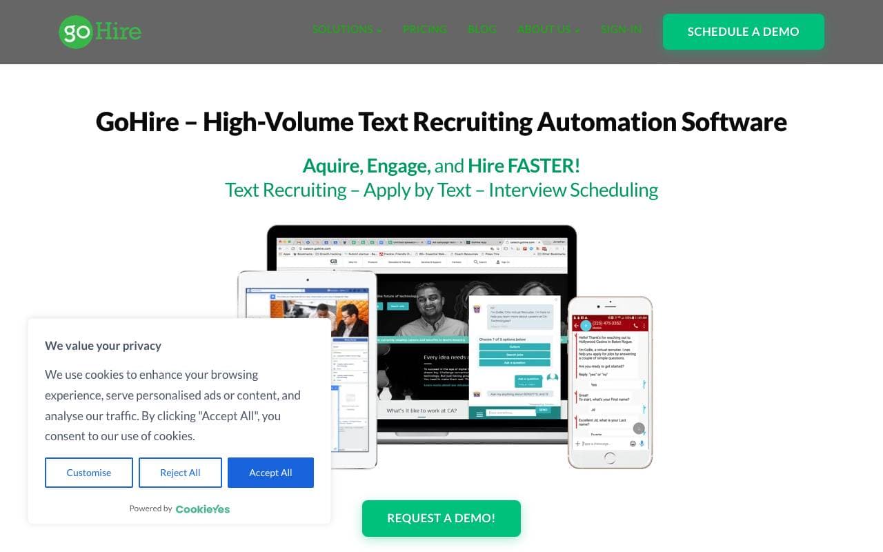 GoBe Text Recruiting Agent interface preview