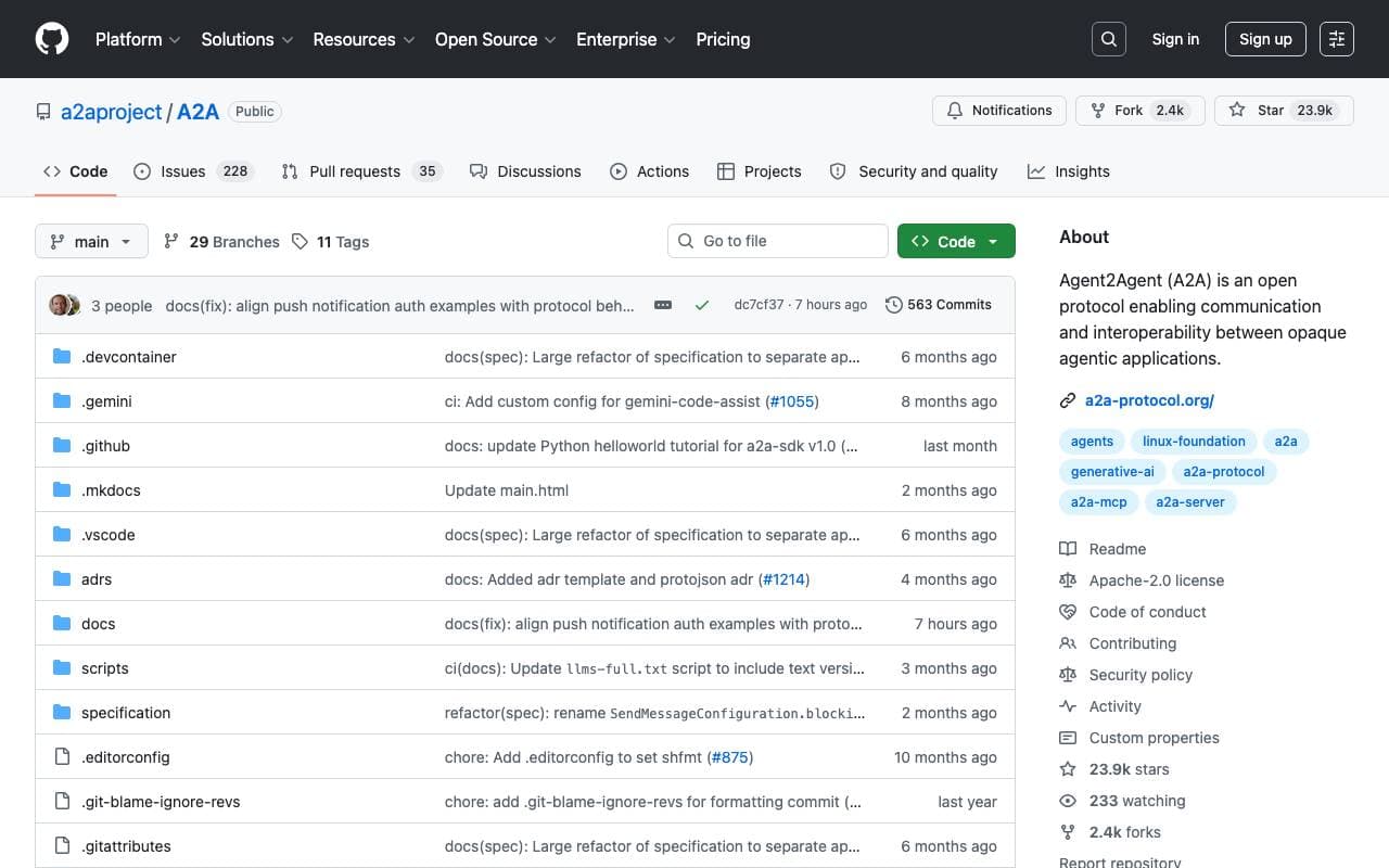 Google A2A interface preview