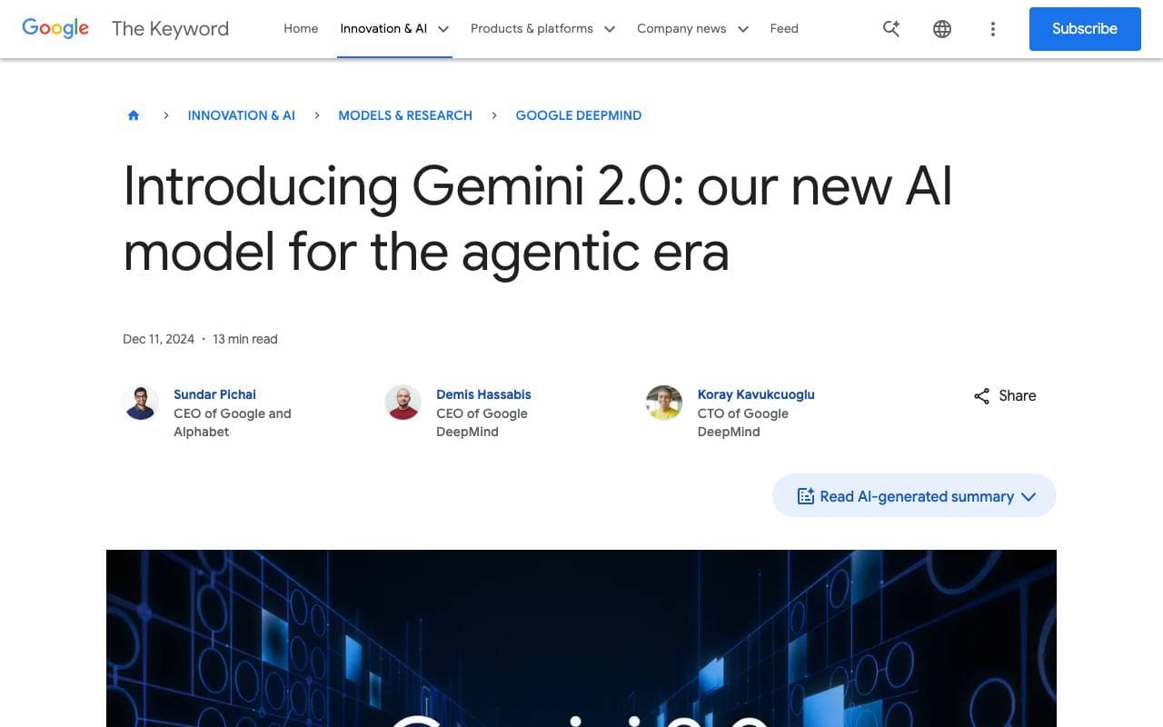 Google Gemini 2.0 interface preview