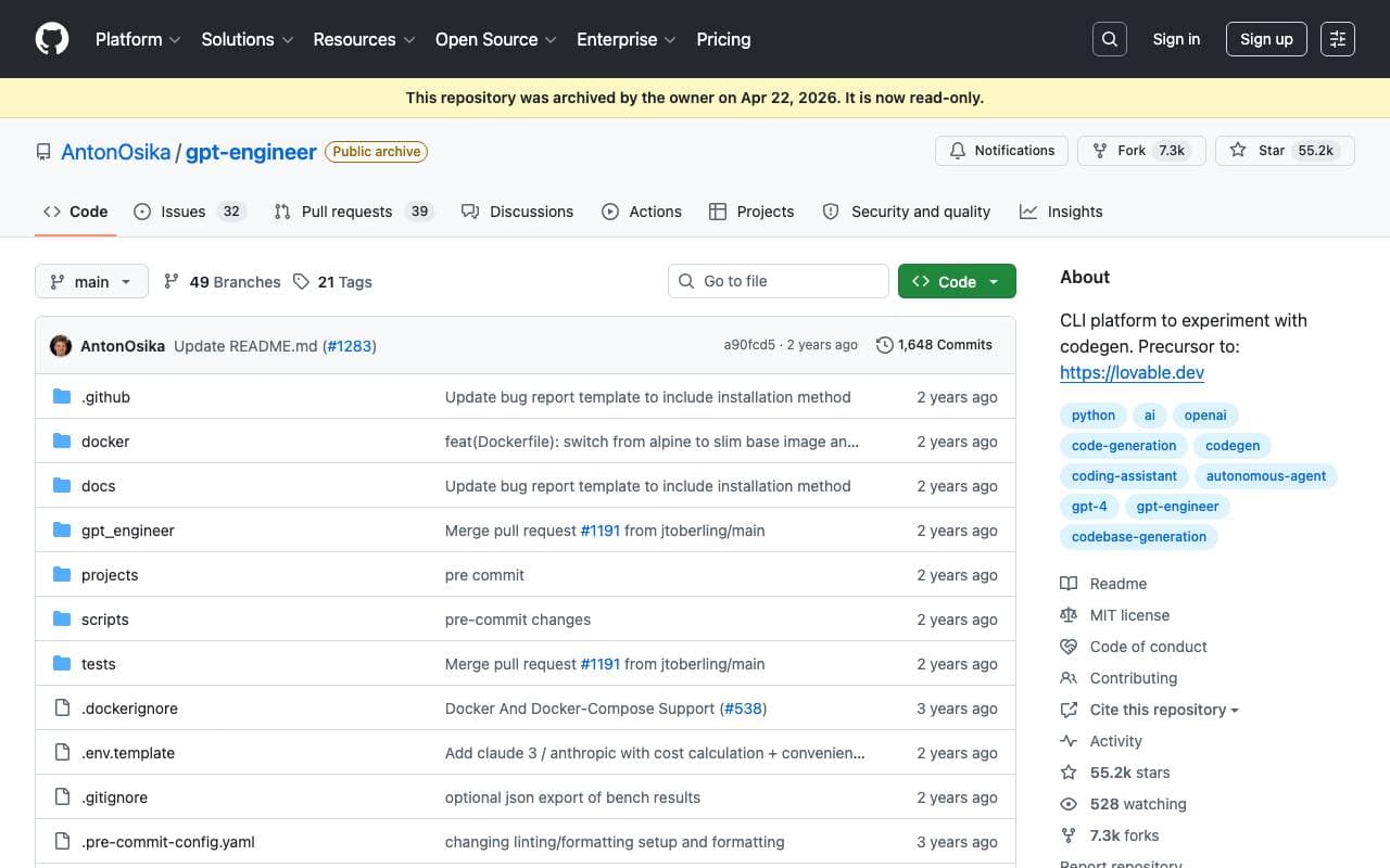 GPTEngineer interface preview