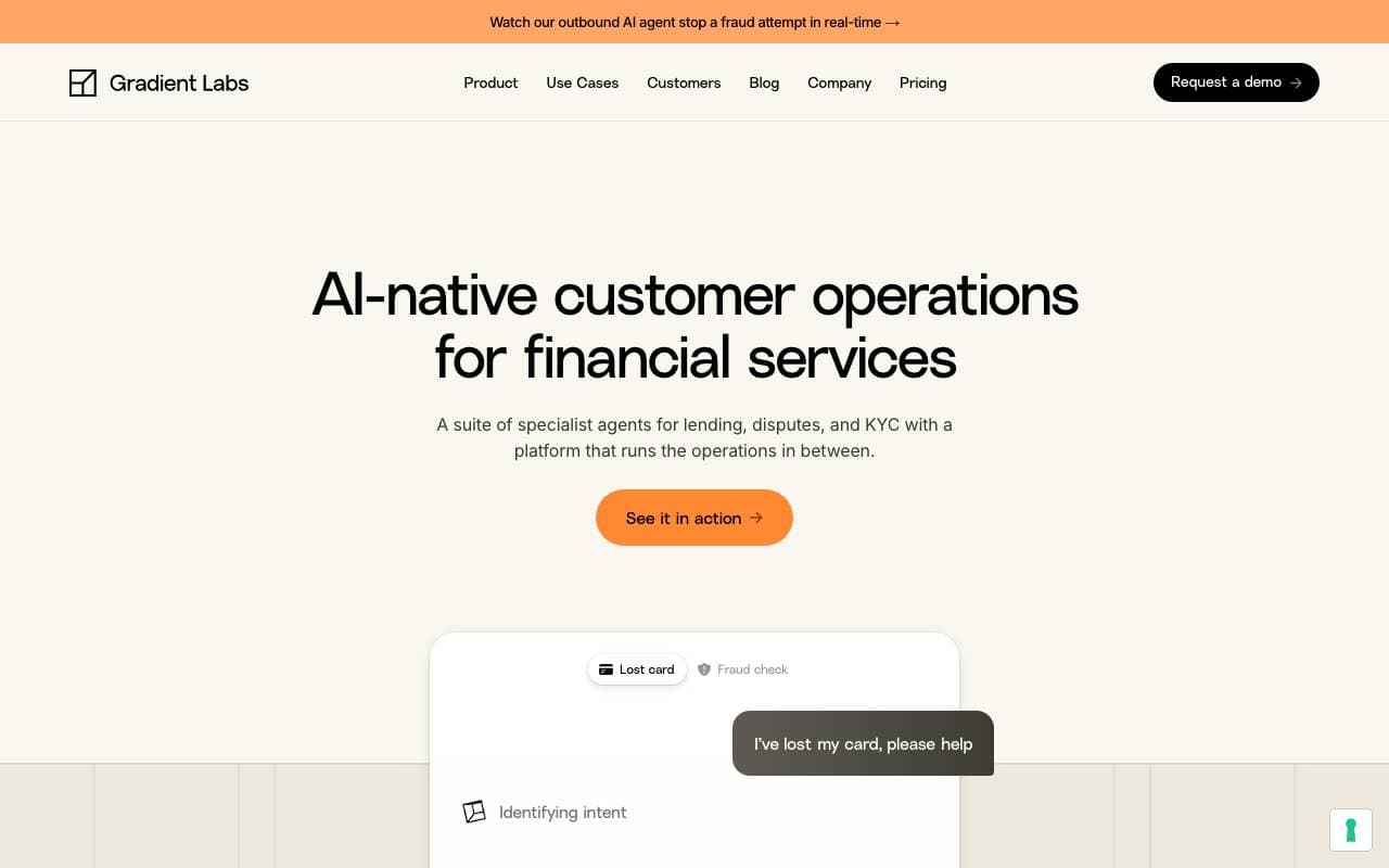 Gradient Labs AI interface preview