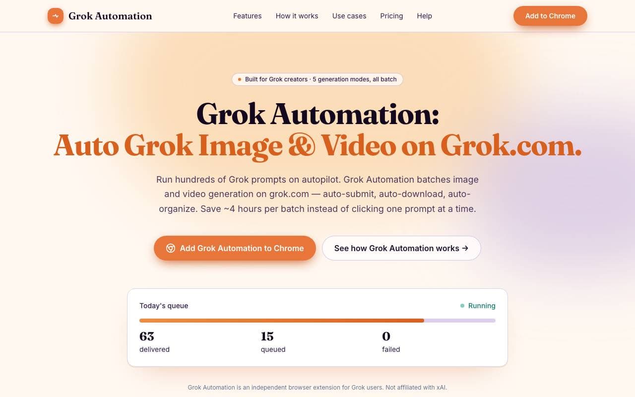 Grok Automation interface preview