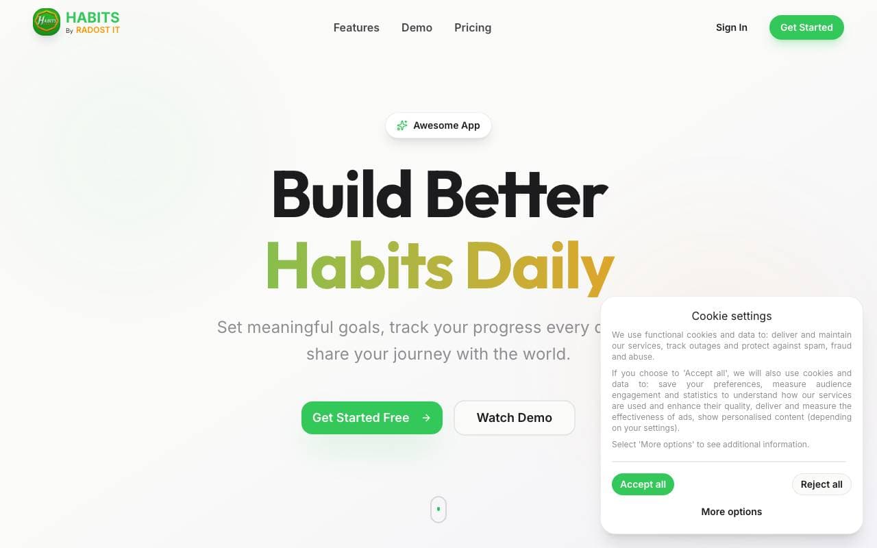 Habits by Radost IT interface preview