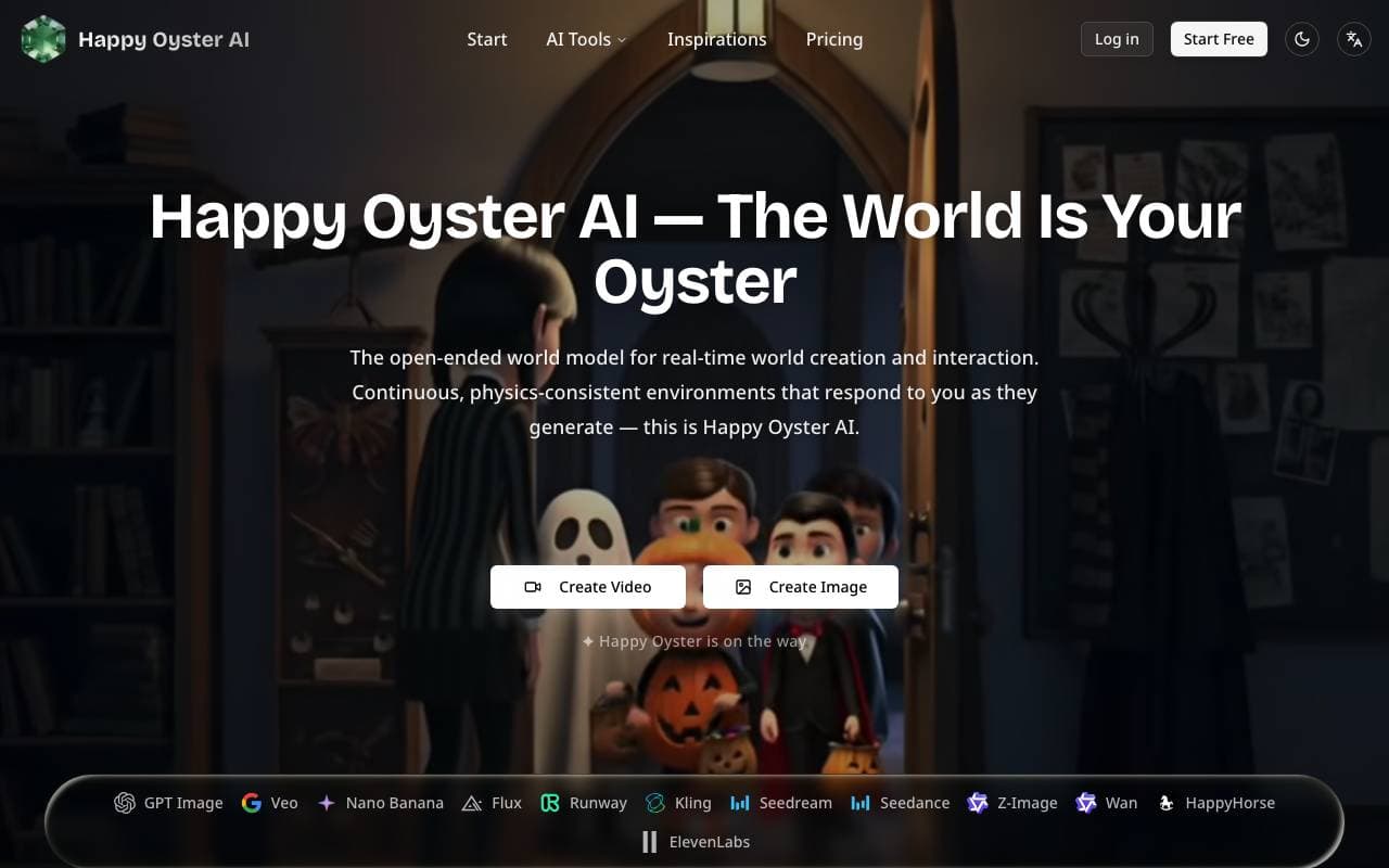 Happy Oyster AI interface preview