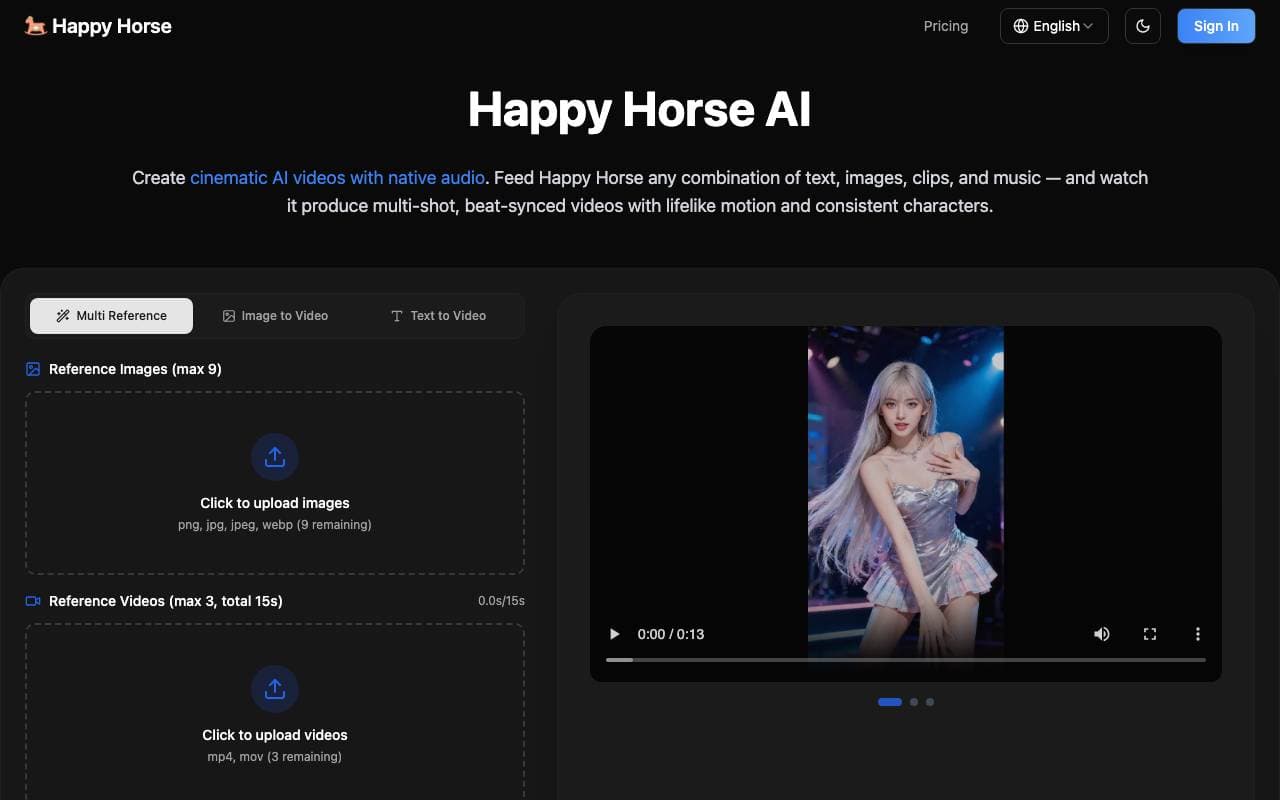 HappyHorse AI interface preview