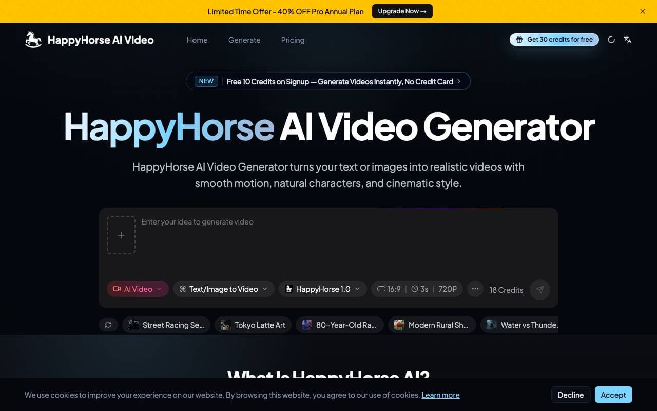 HappyHorse Video interface preview