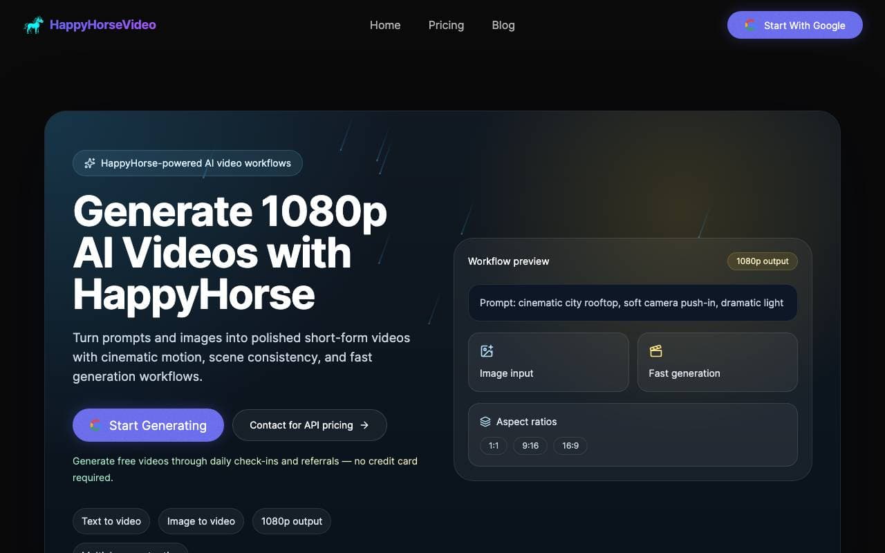 HappyHorse Video Generator interface preview