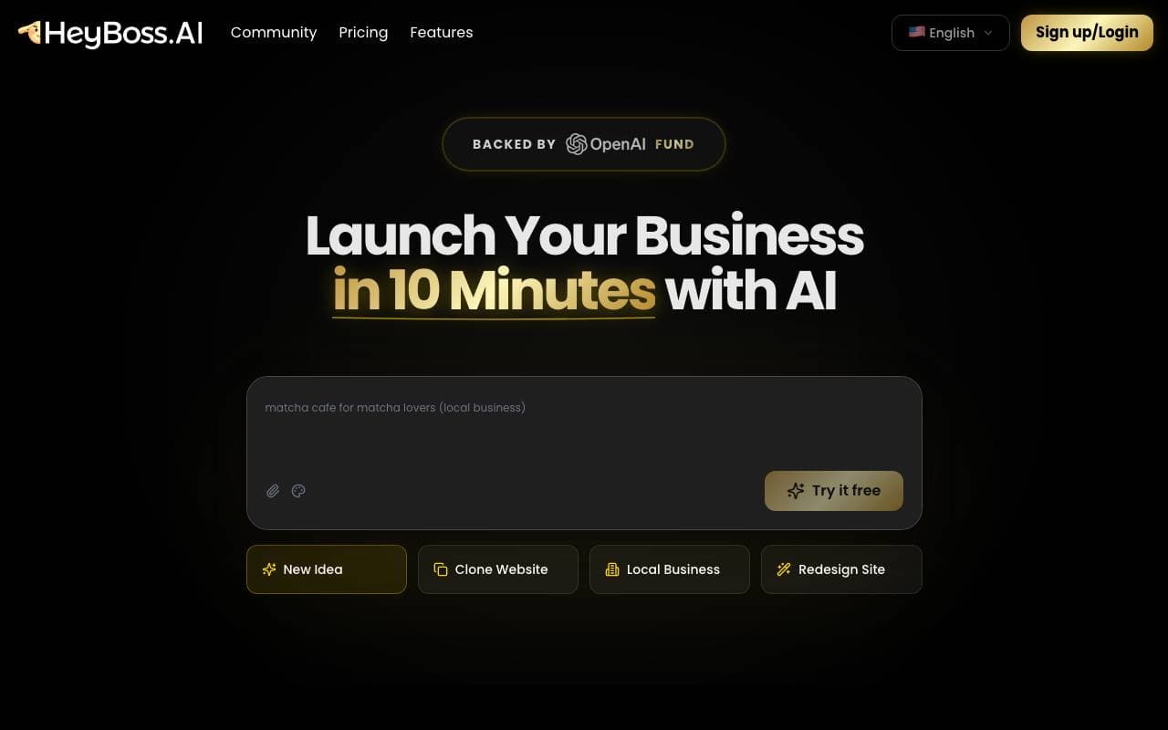 HeyBoss AI interface preview
