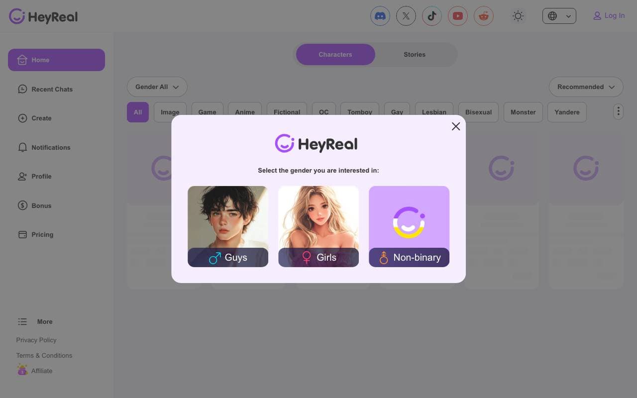 HeyReal AI interface preview