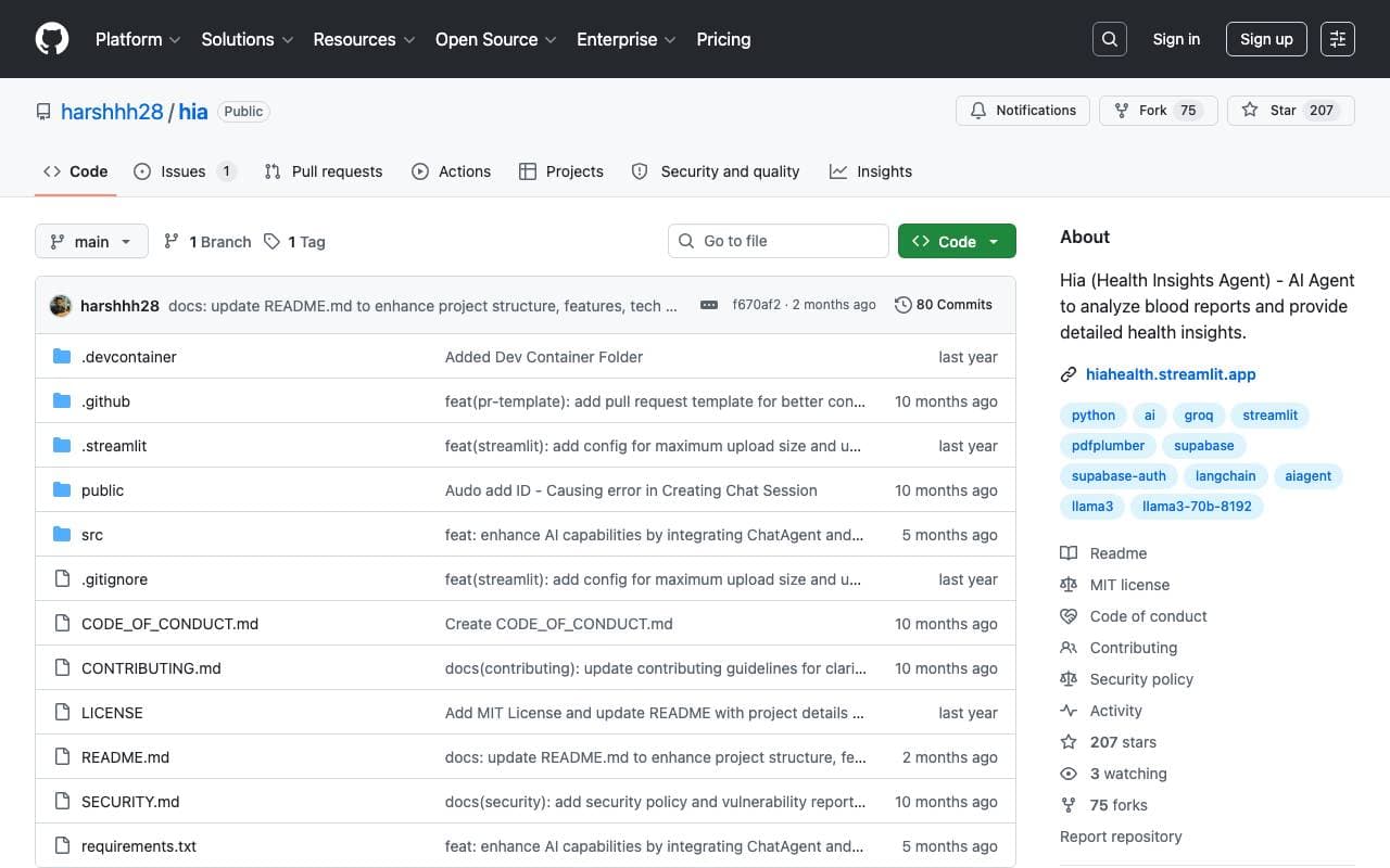 HIA (Health Insights Agent) interface preview